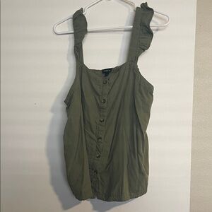 torrid olive green button-front ruffle-strap camisole
